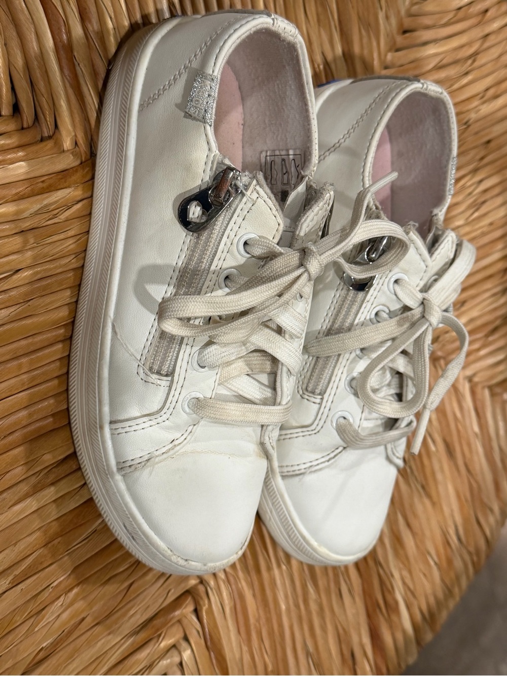 Keds White Kids Sneakers with Side Zip